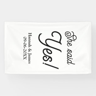 She said yes engagement party name date simple min banner