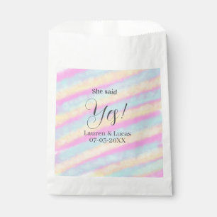 She said yes engagement party pink blue yellow ste favour bags
