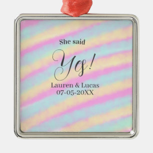 She said yes engagement party pink blue yellow ste metal tree decoration