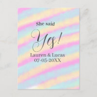 She said yes engagement party pink blue yellow ste