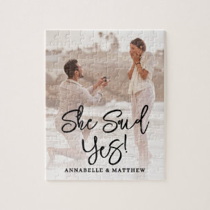 She Said Yes Engagement Photo Jigsaw Puzzle