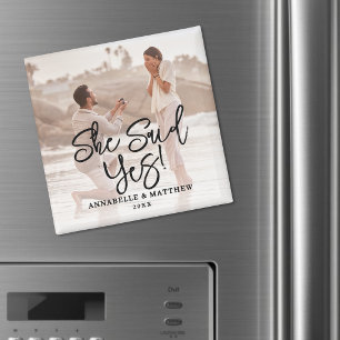 She Said Yes Engagement Photo Magnet