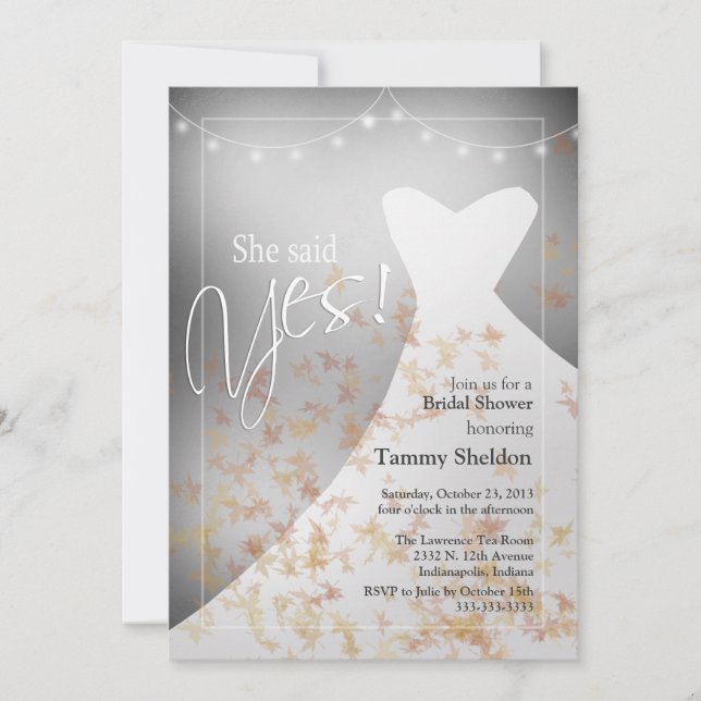She Said Yes Fall Bridal Shower Invitation (Front)