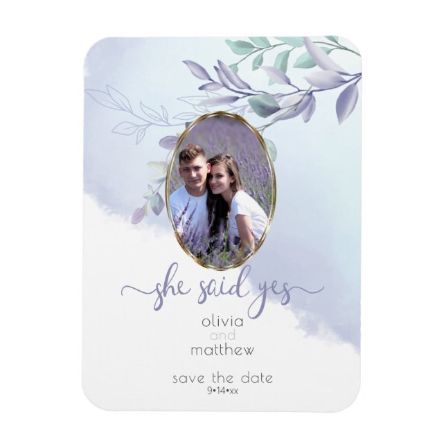 She Said Yes Floral Oval Save the Date Magnet (Vertical)