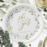 She Said Yes Greenery Eucalyptus Bridal Shower Pap Paper Plate<br><div class="desc">She Said Yes Greenery Eucalyptus Bridal Shower Paper Plate</div>