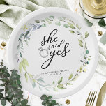 She Said Yes Greenery Eucalyptus Bridal Shower Paper Plate<br><div class="desc">She Said Yes Greenery Eucalyptus Bridal Shower Paper Plate</div>