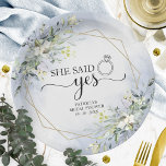 She Said Yes Greenery Geometric Bridal Napkins Paper Plate<br><div class="desc">She Said Yes Greenery Geometric Bridal Napkins Paper Plate</div>