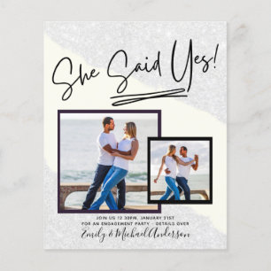 She Said Yes! handwritten Photo Engagement Party Flyer