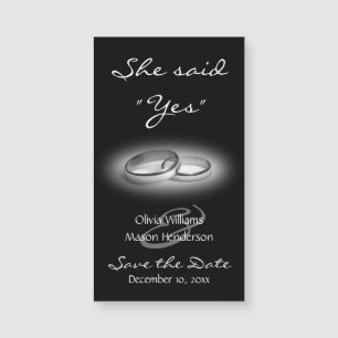 She said "Yes" Inexpensive Save the Date in black