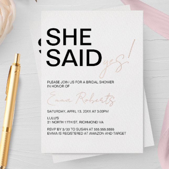 She Said Yes, Minimalist Bridal Shower (Creator Uploaded)