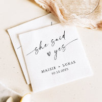 She Said Yes Modern Engagement Party Napkins