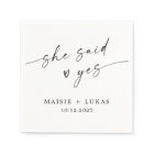 She Said Yes Modern Engagement Party Napkins