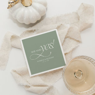 She Said Yes Modern Minimalist Engagement Party Napkin