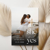 She Said Yes Modern Photo Engagement Announcement