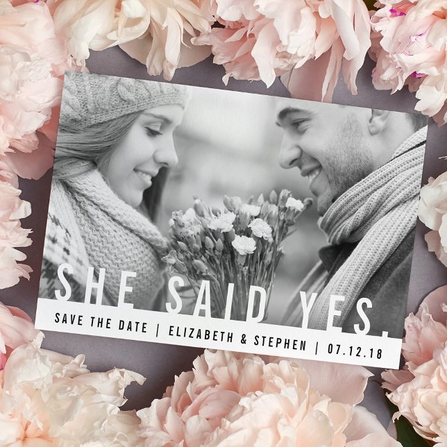 She Said Yes | Modern Photo Save the Date (Creator Uploaded)