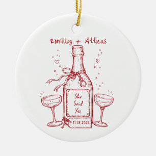 She Said Yes Personalised Engagement Keepsake Ceramic Tree Decoration