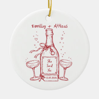 She Said Yes Personalised Engagement Keepsake Ceramic Tree Decoration