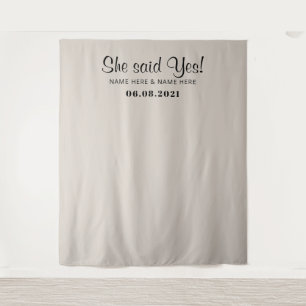 She Said Yes Photo Booth Engagement Backdrop Tapestry