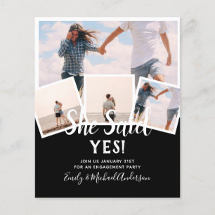 She Said Yes! PHOTO ENGAGEMENT Announcement Invite Flyer