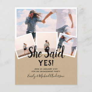 She Said Yes! PHOTO ENGAGEMENT Announcement Invite Flyer