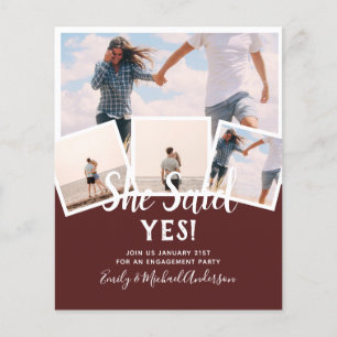 She Said Yes! PHOTO ENGAGEMENT Announcement Invite Flyer