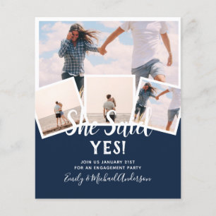 She Said Yes! PHOTO ENGAGEMENT Announcement Invite Flyer