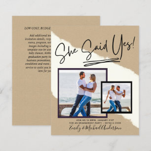 She Said Yes - Photo Engagement Party Invitation
