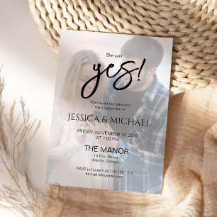She Said Yes! Photo Engagement Party Invitation