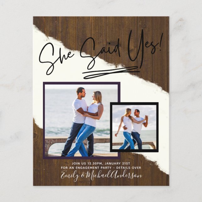 She Said Yes - Photo Engagement Party Invitation Flyer (Front)