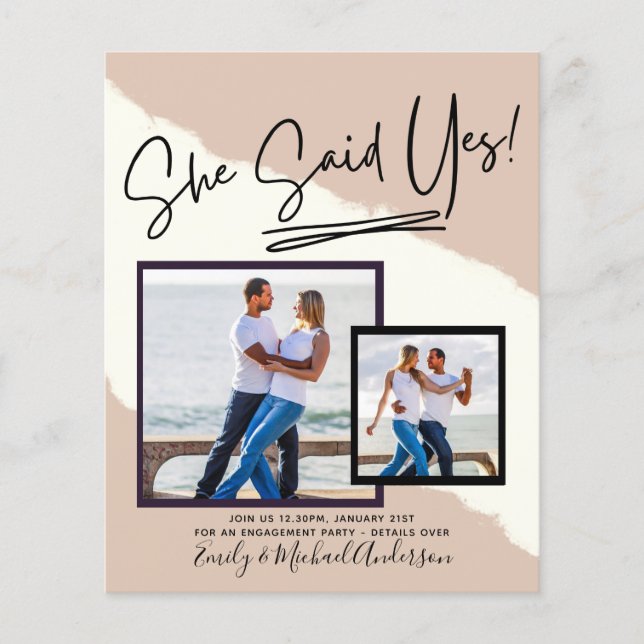 She Said Yes - Photo Engagement Party Invitation Flyer (Front)