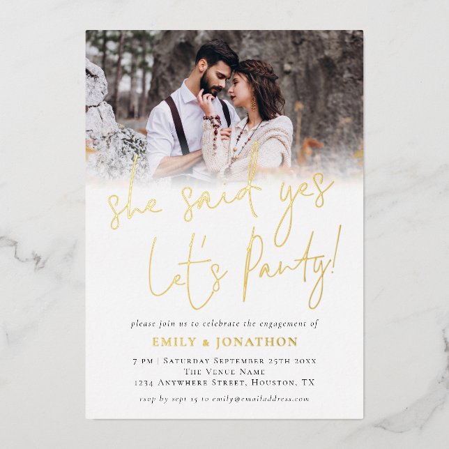 She Said Yes Photo Overlay Engagement Party Real (Front)