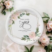She Said Yes Pink Blush Geometric Bridal Shower