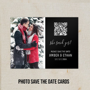 She said yes! QR code Photo Template Save the Date