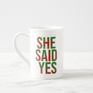She Said Yes to the Best Plaid Bone China Mug