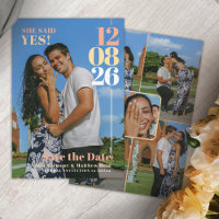 She said yes wedding date engagement photos summer
