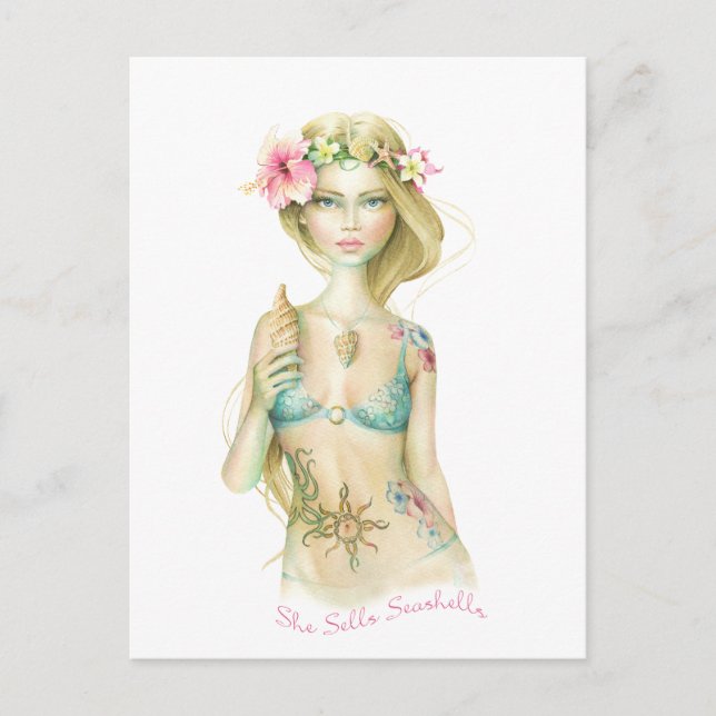 She Sells Sea Shells Postcard (Front)