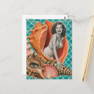 She Sells the Seashells Retro Collage Postcard