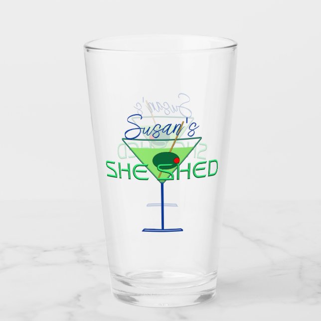 She Shed Woman's Man Cave Bar Beer Glasses (Front)
