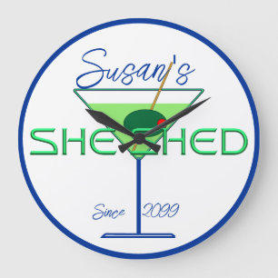 She Shed Woman's Man Cave Bar Wall Clock