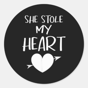 She Stole My Heart Valentines Day Matching Couples Classic Round Sticker