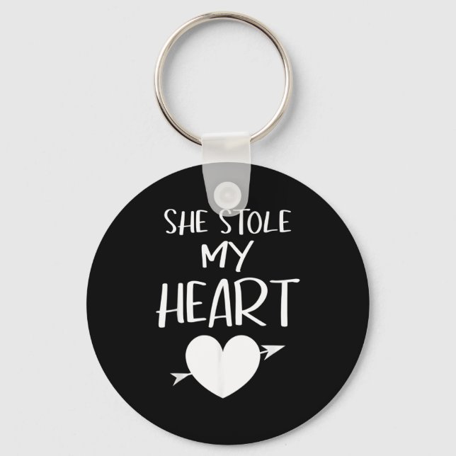 She Stole My Heart Valentines Day Matching Couples Key Ring (Front)