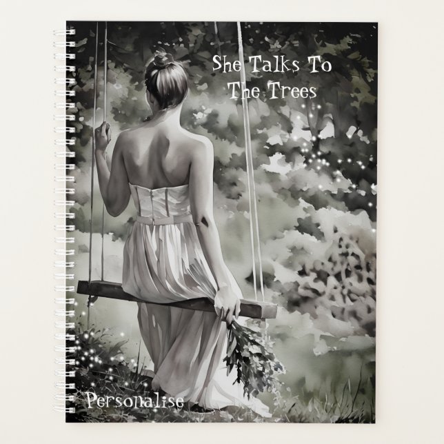 She Talks To The Trees Quote Pretty Journal  Planner (Front)