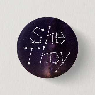 She/They Galaxy Starry Night Sky Constellation Pro 3 Cm Round Badge