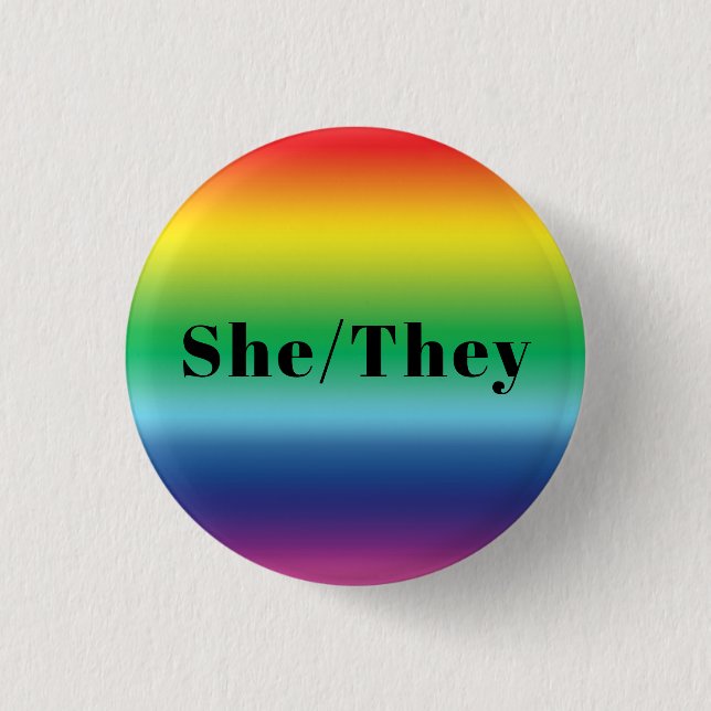 She, They Pronouns Lgbtq Lgbt Pride Rainbow Colour 3 Cm Round Badge (Front)