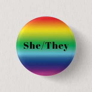 She, They Pronouns Lgbtq Lgbt Pride Rainbow Colour 3 Cm Round Badge