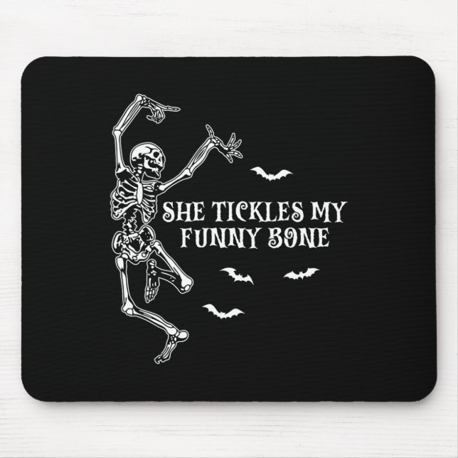 She Tickles My Funny Bone Gothic Halloween Couples Mouse Pad (Front)