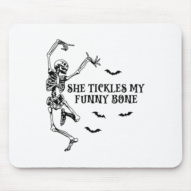She Tickles My Funny Bone Spooky Halloween Couples Mouse Pad (Front)