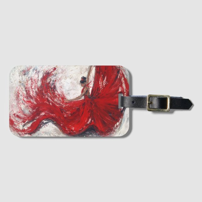 "She Twirls" Art Luggage Tag (Front Horizontal)