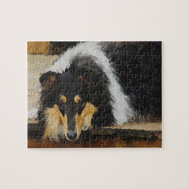She Waits Tri Colour Collie Jigsaw Puzzle (Horizontal)