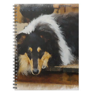 She Waits Tri Colour Collie Spiral Notebook